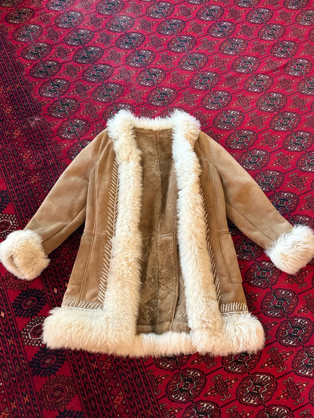 Women’s Afghan Tan Suede Shearling Coat